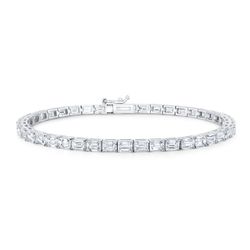 7' Tennis bracelet east to west style with basket prong set (55) emerald cut diamonds.  D4.84ct.t.w.