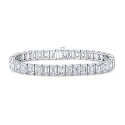 7' Tennis bracelet in platinum with 4-prong basket set (59) emerald cut diamonds.  D11.15ct.t.w.