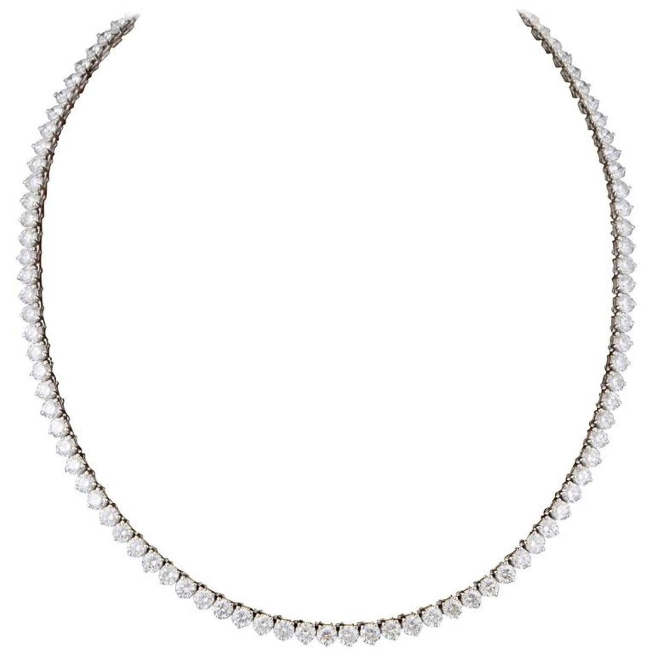 17' Tennis necklace in 18K WG with 3-prong set (106) round diamonds.  D21.37ct.t.w.