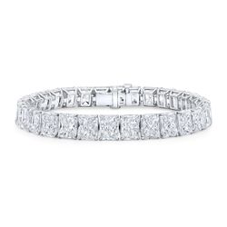 7' Tennis bracelet in platinum with basket prong set F/VS (53) radiant cut diamonds.  D12.73ct.t.w.