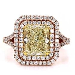 Solitaire Diamond Ring with 3.33ct Yellow Radiant Diamond