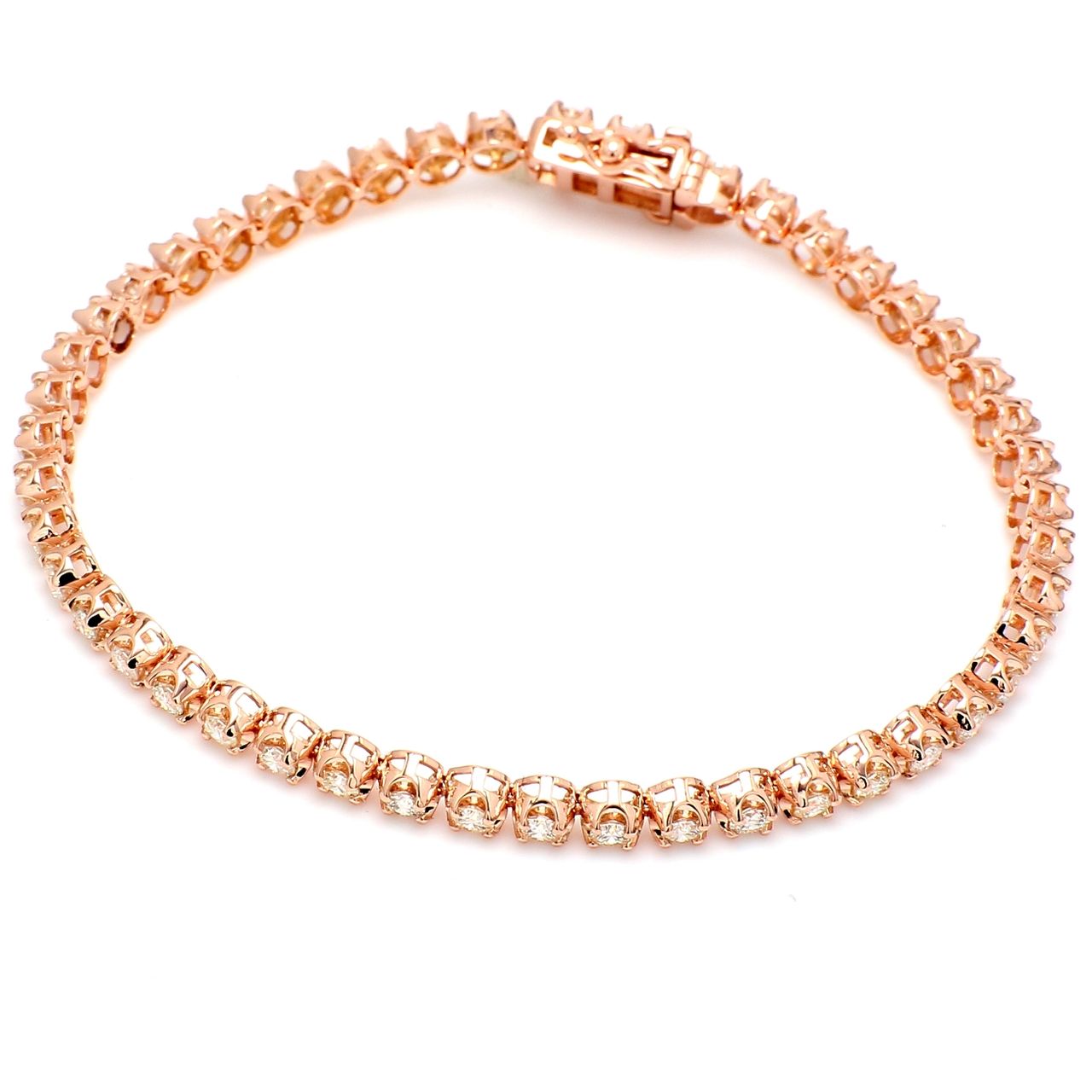 7' Tennis bracelet in 14K RG with 4-prong set (56) round diamonds.  D4.84ct.t.w.