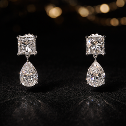 Elegant Princess and Pear Earrings 7 Carat Total GIA Certified DE VS1- SI1