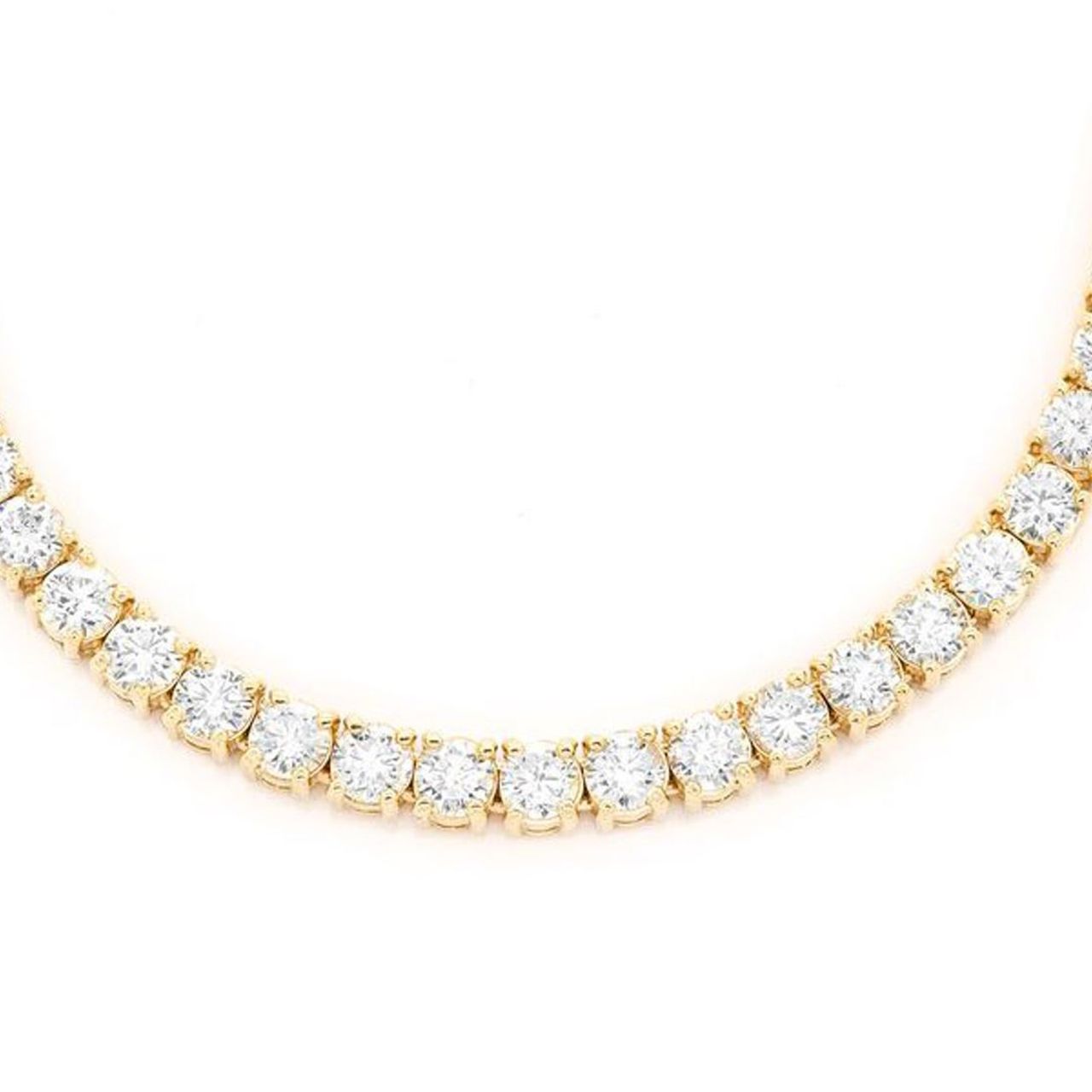 16' Tennis necklace in 14K YG with basket prong set (195) round diamonds.  D4.62ct.t.w.