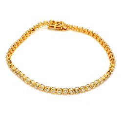 7' Tennis  bracelet in 14K YG with crown head prong set (56) round diamonds.  D2.17ct.t.w.