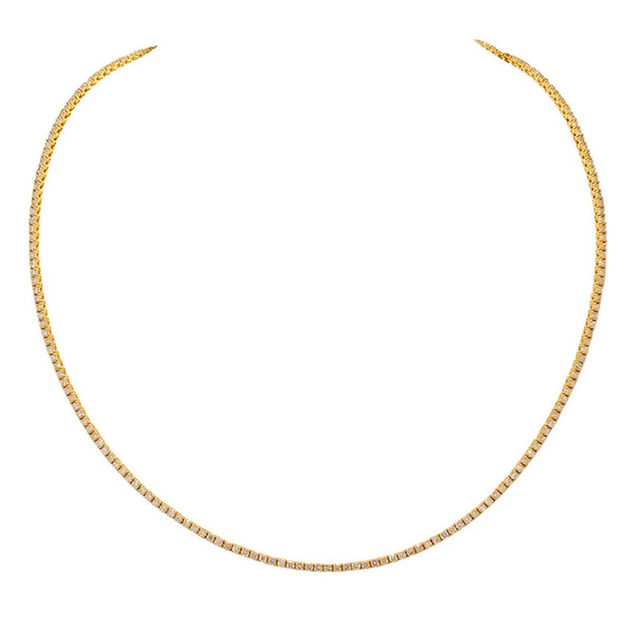 20' Tennis necklace in 14K YG with 4-prong set round diamonds.  D5.01ct.t.w.