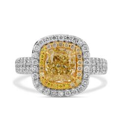 18KWG Cushion Shape Double Halo Ring