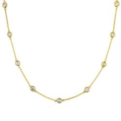16' Diamonds by the yard necklace in yellow gold with bezel set round diamonds.  D1.43ct.t.w.