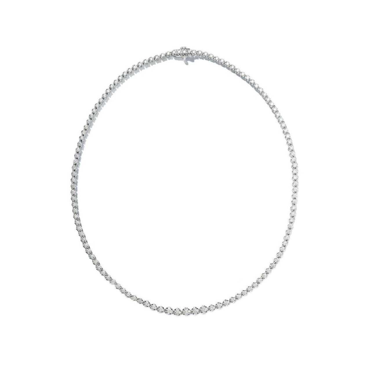 20' Tennis necklace with crown head style 4-prong set (89) round diamonds.  D22.85ct.t.w.