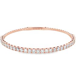 6.5' Light weight flexible oval shaped bangle in rose gold with prong set round diamonds.  D1.85ct.t.w.