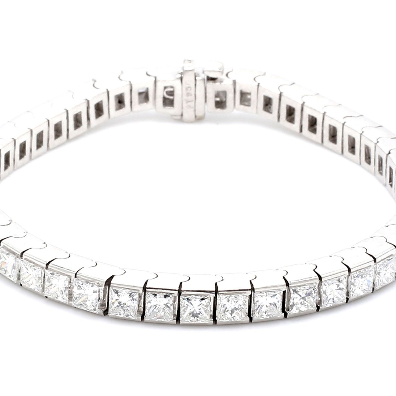 7' Tennis bracelet in platinum with princess cut diamonds.  D12.01ct.t.w.