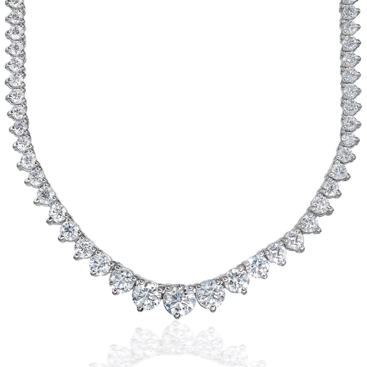 16.5' Graduated tennis necklace with 3-prong set (110) round diamonds.  D18.29ct.t.w.