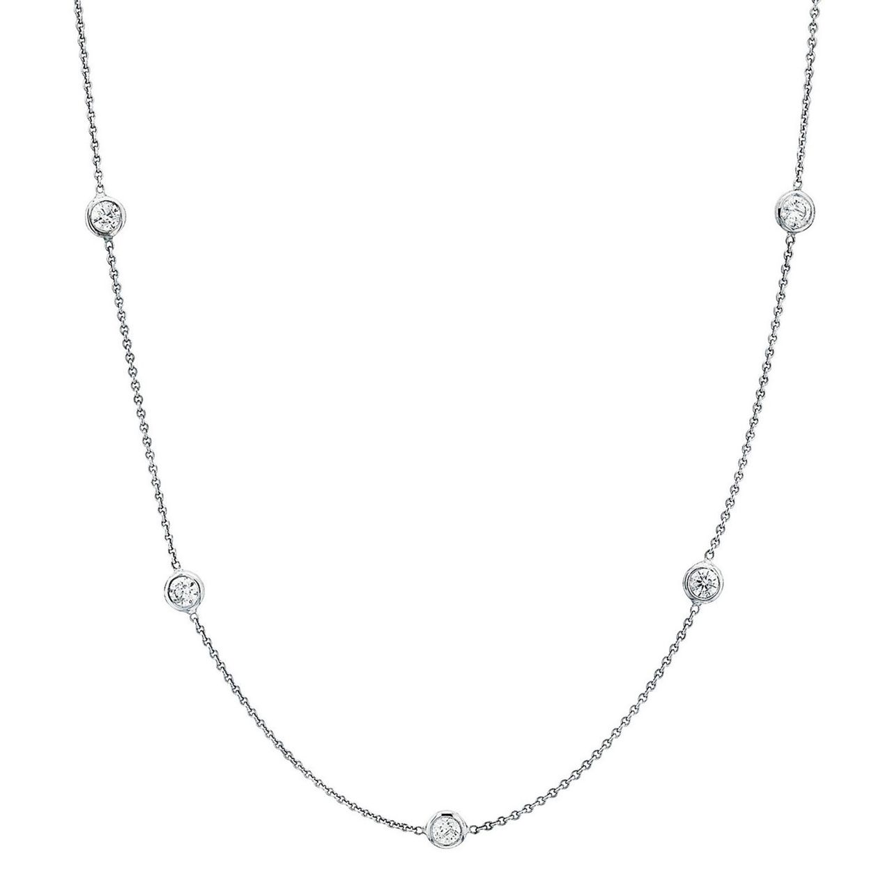 18' Diamonds by the yard necklace with bezel set (10) round diamonds.  D1.37ct.t.w.