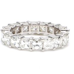 Eternity band with 4-prong set (18) asscher cut diamonds.  D5.42ct.t.w.  Size 7