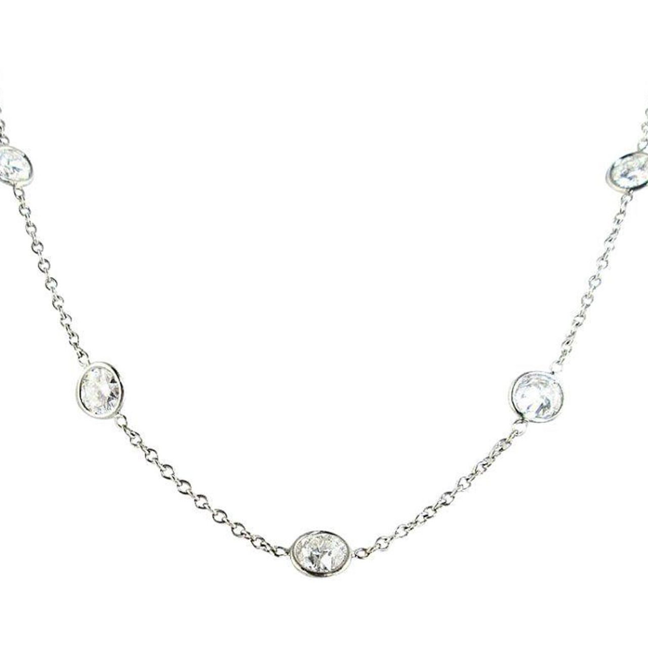 17.5' Diamond by the yard necklace with bezel set (10) round diamonds.  D1.70ct.t.w.