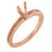 18K Rose Gold 6x4 mm Emerald Engagement Ring Mounting