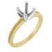 18K Yellow/White Gold 6 mm Cushion Engagement Ring Mounting