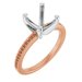 18K Rose/White Gold 8 mm Cushion Engagement Ring Mounting