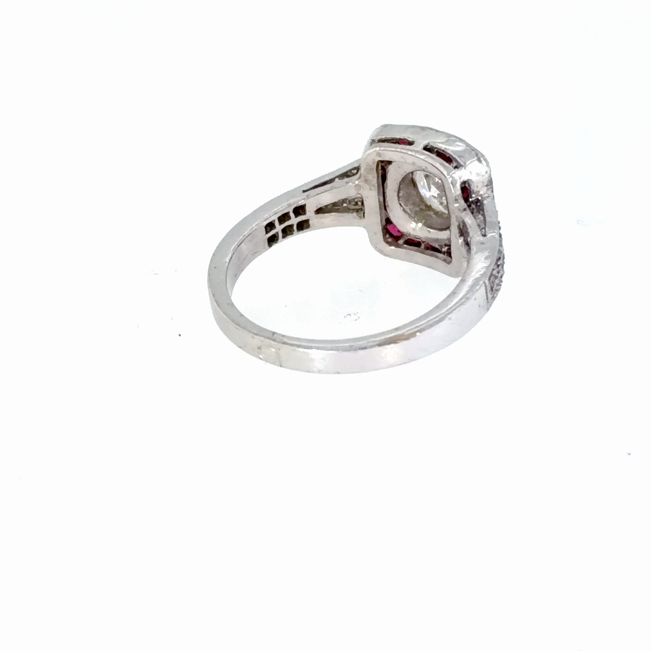 Old European cut Diamond and Ruby ring, French Art Deco/Belle Epoche Vintage