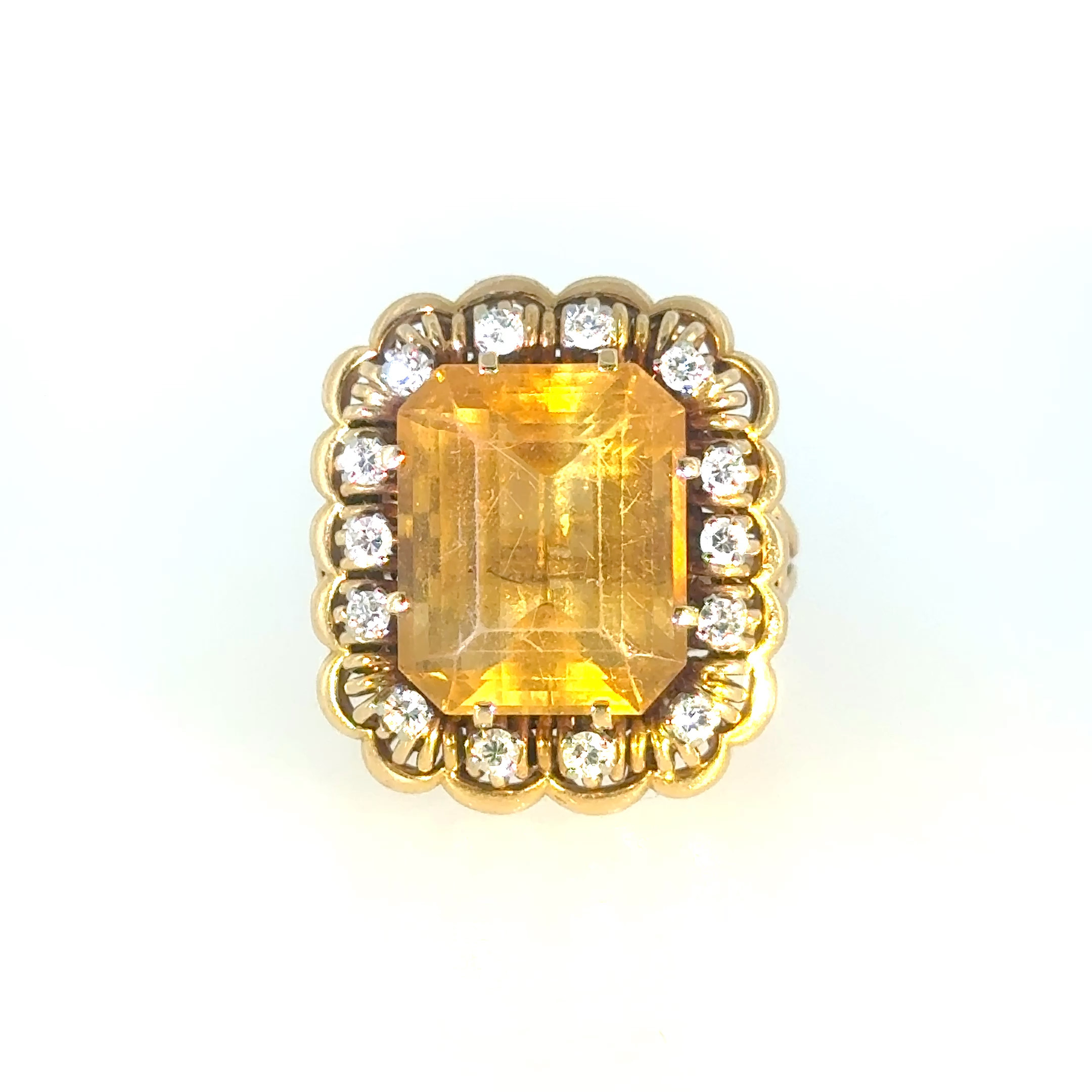 Vintage Citrineand Diamond Cocktail ring